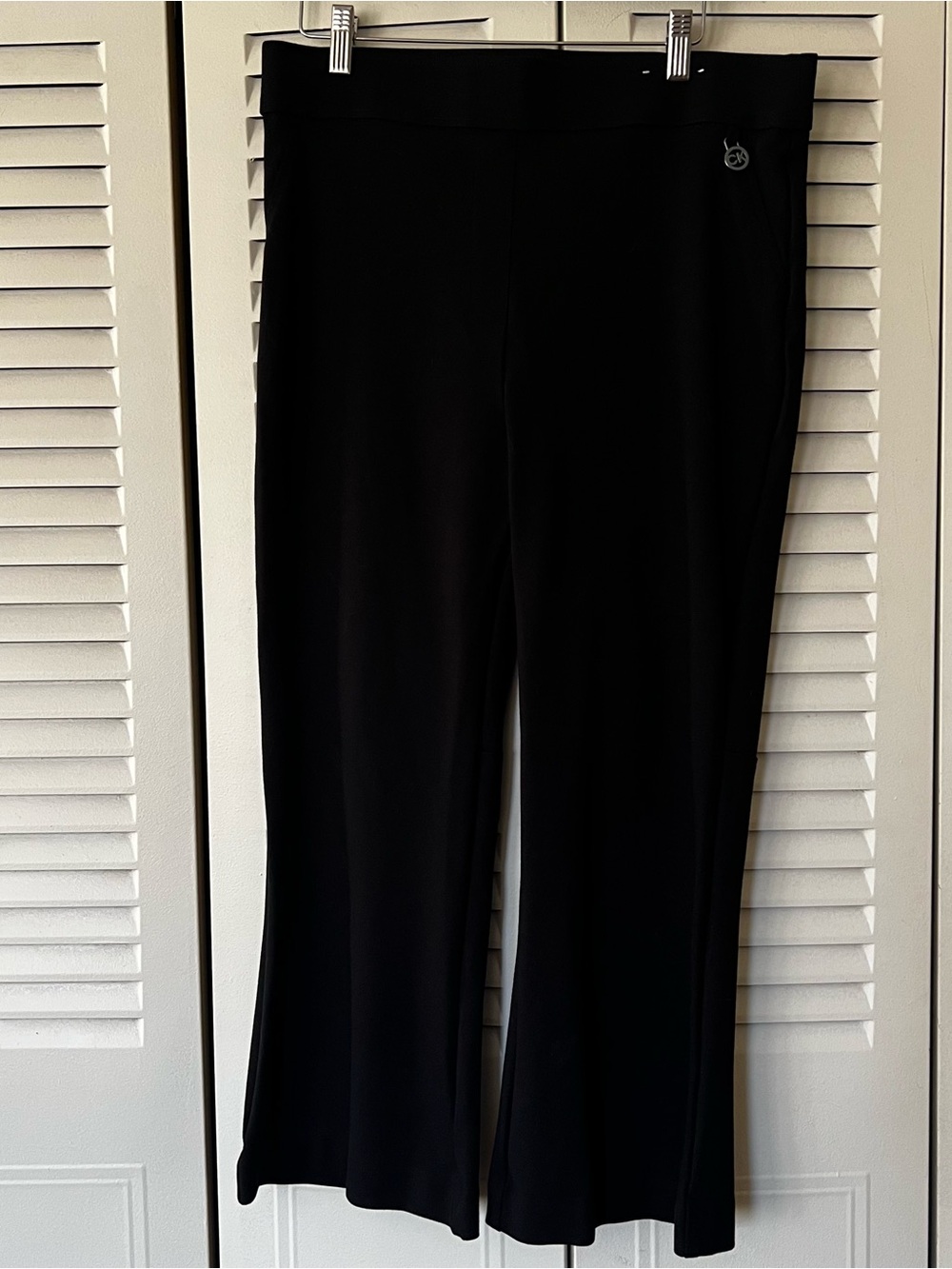 Calvin Klein Black Pull on Flare Leg Pant with CK Charm